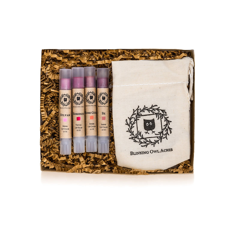 Ephemeral Collection - 4 lip colors and printed cotton bag