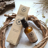 2 oz Neem & Sulfur Oil Cleanse Box + Bottle with pump top, botanical background, vine wreath