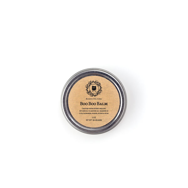 BooBoo Balm potent natural healing salve 1 oz tin top view