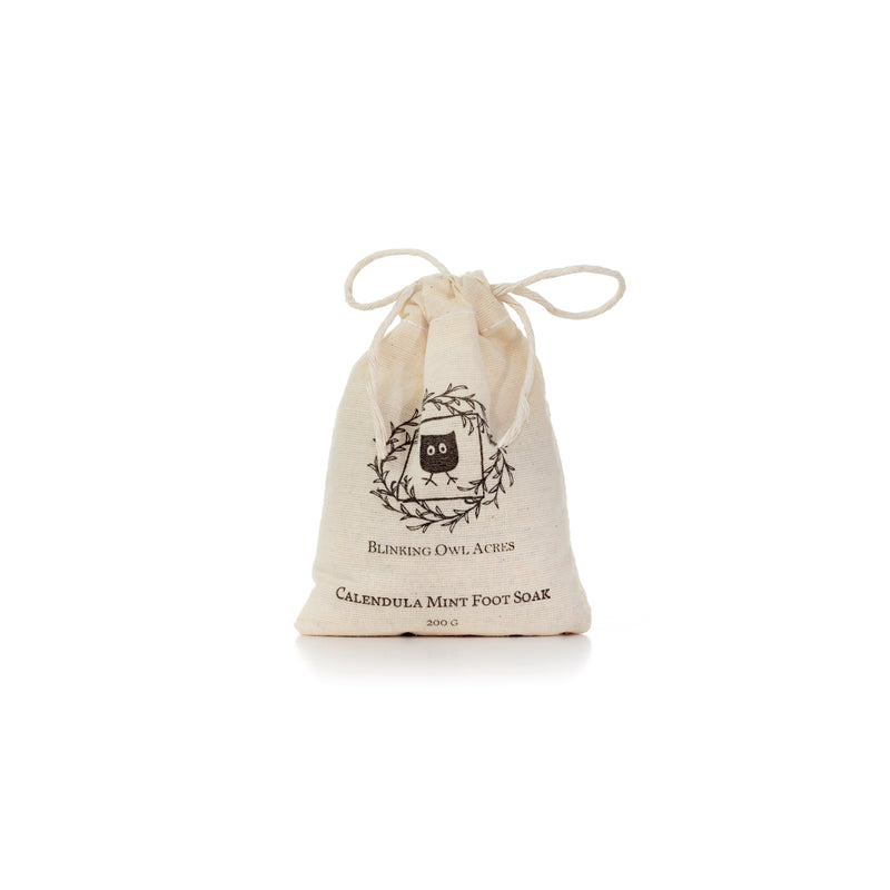 Calendula Mint Foot Soak cotton printed bag front view