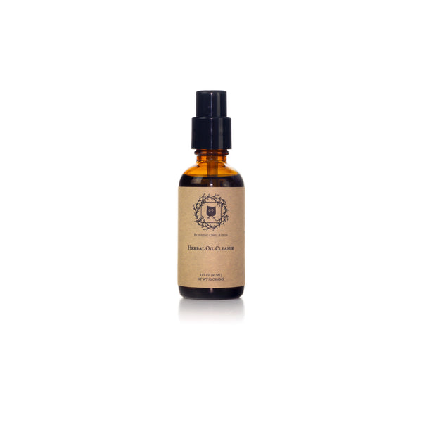 Herbal Oil Cleanse herbal facial cleanser 2 oz glass bottle with treatment pump